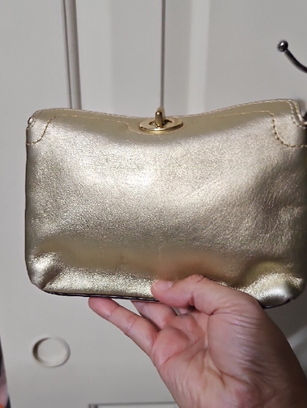 Coach NWOT Turnlock Metallic Gold Wristlet - Picture 3 of 15